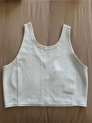LULULEMON Ribbed Softstreme Cropped Tank Top in Bone Sz. 12 thumbnail 8