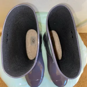UGG Gray Lavender Shaye Nightfall Black Sole Tall Glossy Rain boots size 9 thumbnail 8