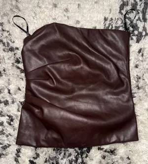 Brown Leather Strapless Top White Fox Boutique  thumbnail 1