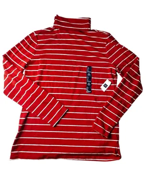 GAP Factory Red & White Striped Turtleneck Sweater thumbnail 1