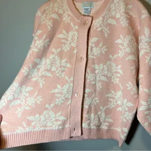 Tangiers Women’s Pink White Floral‎ Vintage Cardigan Medium thumbnail 4
