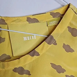 Anthropologie Maeve Linosa cloud yellow 100% silk blouse top sz XS thumbnail 5