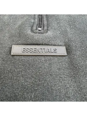 Fear Of God Essentials Quarter Zip Sweatshirt Faded Black Women Cropped Boxy Fit thumbnail 4
