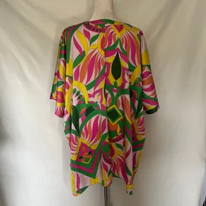 Umgee Tunic Kimono Womens Top L Pink Hippie Retro Festival Boho Resort Oversize thumbnail 6
