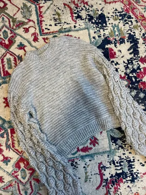 Grey Balloon Sleeve Sweater Gray thumbnail 3
