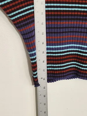 Madden NYC Multicolor Striped Ribbed Knit Crop Top Size Large thumbnail 7