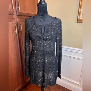 INC International Concepts Black Sequin Long Sleeve Dress thumbnail 2