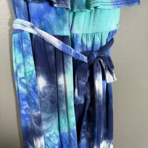 Pink Blush NWT Women's Blue Tie Dye Boho Peasant Sundress - Size Large - Hippie thumbnail 4