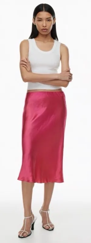 Babaton Satin Midi Skirt - Vibrant Pink (Size 4) thumbnail 1