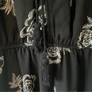 Maurices Black V-Neck Floral Long Sleeve Dress Size Medium Moody Whimsigoth thumbnail 8
