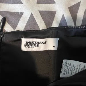 Mistress Rocks LA Black Tan Lace Satin Sleeveless Cropped Bustier Top Size‎ M thumbnail 8