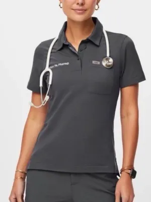 NWT Figs Charcoal Slim Technical Pique Polo thumbnail 1