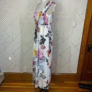 ASOS Floral One Shoulder Maxi Dress‎ in White Size 2 thumbnail 8