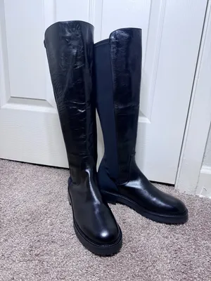 Theory Black Leather Knee-High Winter Boots(39) thumbnail 3