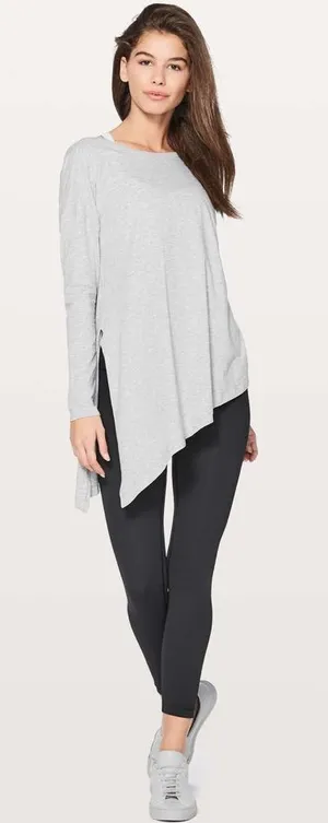 Lululemon Athletica To The Point Long Sleeve Asymmetrical Hem Tunic Top Medium thumbnail 1