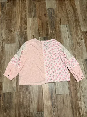 POL Baby Pink Contrast Floral Knit Top thumbnail 4