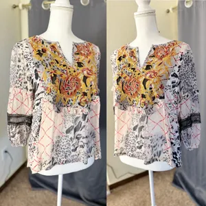 Anthropologie Mathilda Embroidered Leopard Print Blouse Womens XS Maximalist thumbnail 4