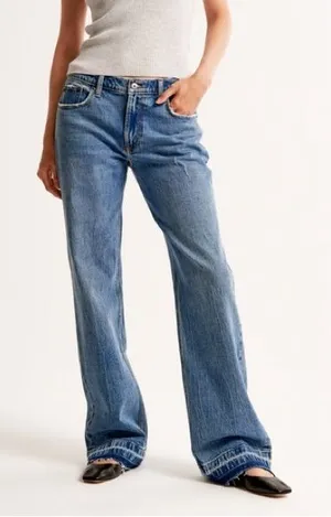 Abercrombie Vintage Comfort Stretch Low Rise Baggy Jeans Curve Love Medium Wash thumbnail 1