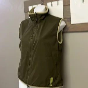 Nike Reversible Olive Tan Two Fabric Mock Neck Two Way Full Zip Up Vest- Small thumbnail 2
