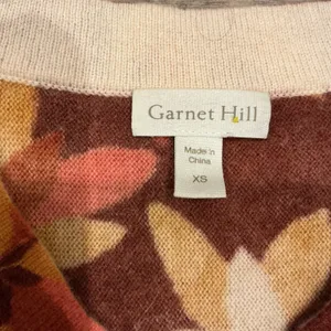 Garnet Hill 100% Cashmere Floral V‎ Neck Sweater Top XS Autumn Colors minimalist thumbnail 2