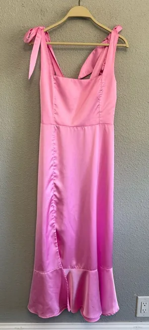 Show Me Your MuMu Garden Pink Midi Dress‎ in Pink Luxe Satin Size Medium thumbnail 1