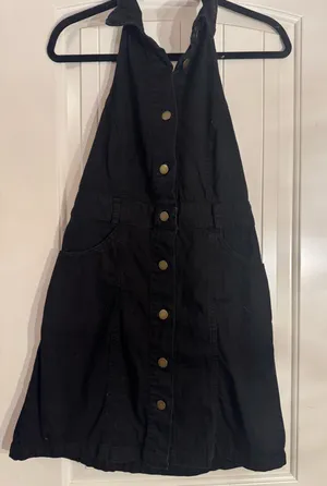 Free People black denim dress thumbnail 2