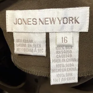 VTG Jones NY 16 Silk Wide Leg Trousers Brown High Rise Career Work Professional thumbnail 3