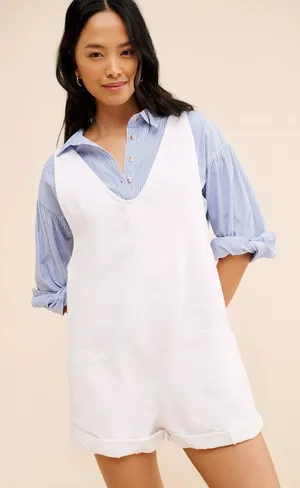 We The Free High Roller High Roller Shortalls in White Small thumbnail 1