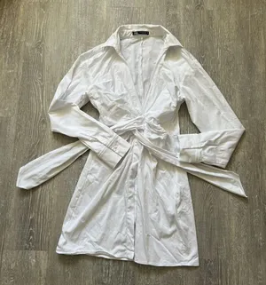 ZARA Front Toe White Button Up Dress thumbnail 9