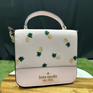 New Kate Spade Staci Square top handle pineapple crossbody bag pink‎ multi thumbnail 2
