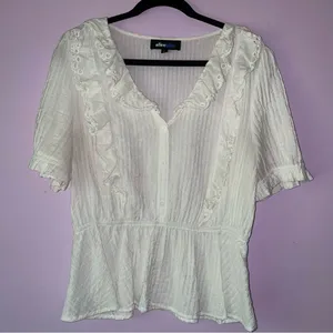Alice Blue Size XL White Ruffle Blouse Top Coquette Cottagecore Soft Girl thumbnail 1
