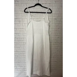 Madden NYC White Pointelle Crochet Knit Midi‎ Dress V-Neck Adjustable Straps XL thumbnail 4