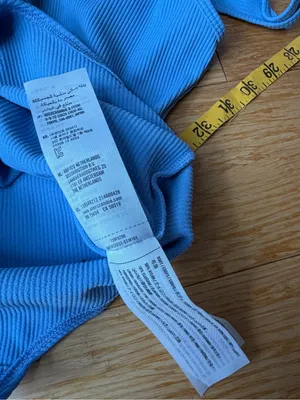 Abercrombie Soft A&F Blue Ribbed Hook & Eye Bodysuit M thumbnail 6