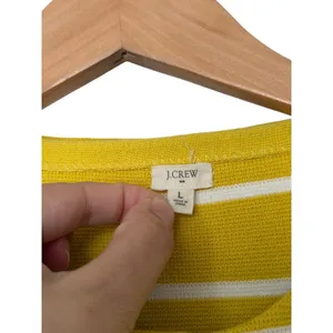 J.Crew Yellow White Striped Cotton Button Front Cardigan Sweater Size Large thumbnail 4