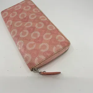 Coach Accordion Zip Pink Signature C Coated Canvas Wallet thumbnail 5