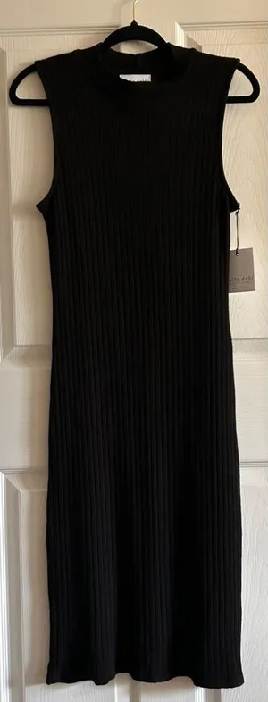 BELLA DAHL Old Money Boho-Chic Ribbed Sleeveless‎ Midi Dress Sz S Indie Sleaze Minimalist thumbnail 1