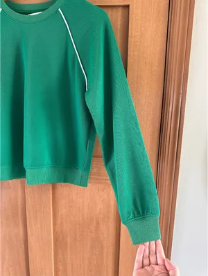 SPANX Airpiqué Long Sleeve Crewneck Top Field Green Women’s Small 21351R thumbnail 4