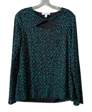 Nine West Women Size Large Long Sleeve Blouse‎ Stretch Lined Career Office City thumbnail 1