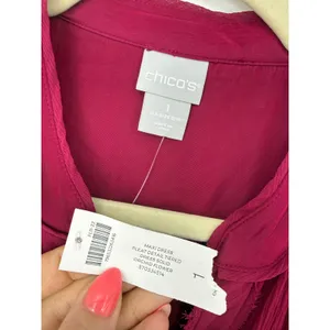 Chico’s NWT Pleated Tiered Maxi Dress Orchid Pink Flowy Boho Size 1 (8/10) thumbnail 6