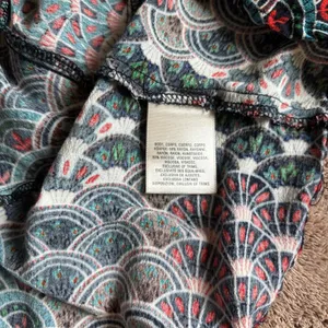 Maeve Anthropologie Multi Color Fan Print V-Neck Long Sleeve Dress Womens Small thumbnail 7