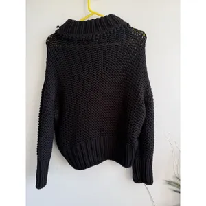 Free People‎ Long Sleeve Mock Neck Knit Pullover Sweater Black Size XS thumbnail 2