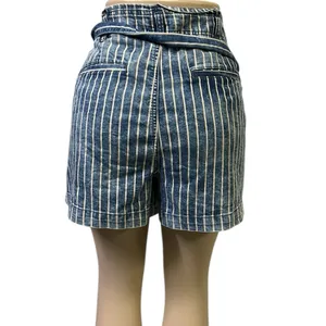 American Eagle Outfitters High Rise Tie Belted Striped Jean Shorts Plus Size 14 thumbnail 4