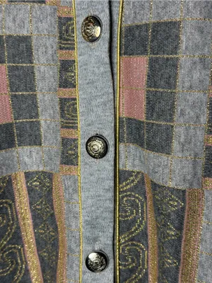 Vintage 80s Pablo Collection XL Metallic Patchwork Knit Jacket Made USA thumbnail 4