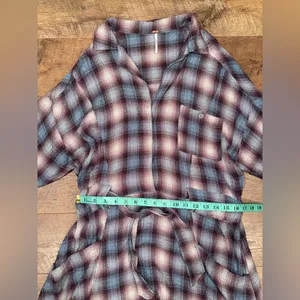 Free People Viscose Blend Before I Let Go Plaid Romper in Blue & Brown Tie Wasit thumbnail 11