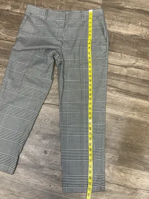 LOFT The Riviera Slim Plaid Ankle Pants Black White Size 10 thumbnail 7