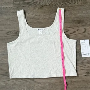 Athleta Signature Rib Square Neck Crop Tank - Size XL -‎ Fog Grey Heather - NWT thumbnail 8