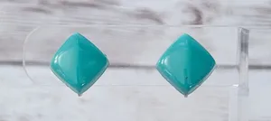 Vintage Clip On Earrings Dainty Turquoise Tone 5/8" thumbnail 1