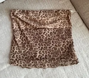 See You Monday Leopard Print Sheer Crop Top in Brown and Tan thumbnail 1