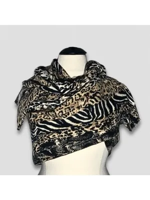 Look Cashmere Leopard Animal Print Scarf Multicolor OS thumbnail 3