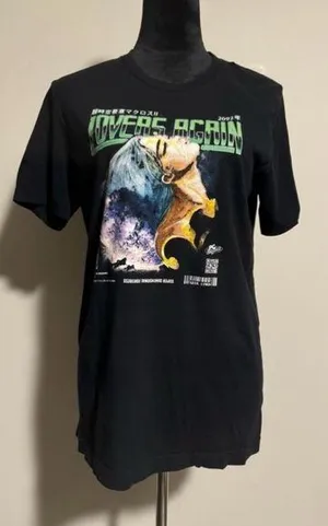 EUC GEEK LÔRD Black and Green Lovers Again Graphic Tee size medium thumbnail 1